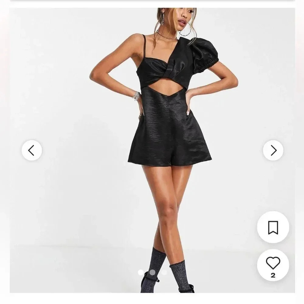 Top Shop one shoulder romper in black NWT size 2 womens